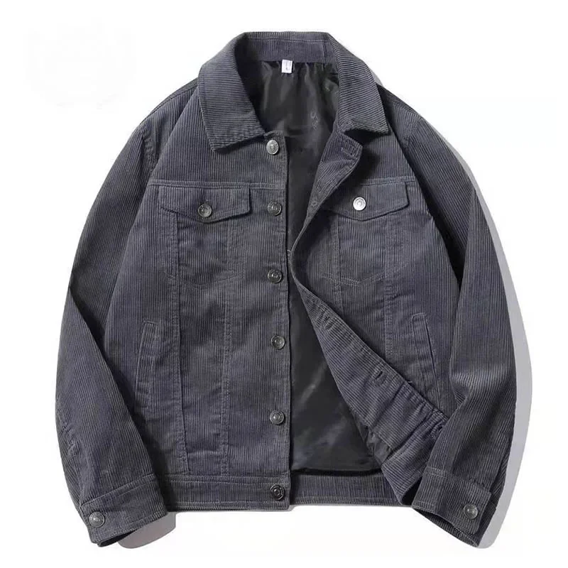 Nouveaux hommes vestes minces printemps automne mode vestes en velours côtelé décontracté Vintage vêtements d'extérieur amples manteaux pour hommes hauts grande taille nouveau