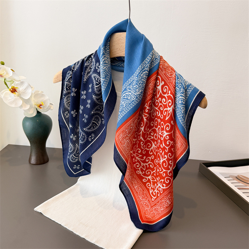 Hijab en coton imprimé paisley tendance 65*65cm pour femmes, foulard pour la tête, printemps automne, foulard doux, bandana, foulard carré