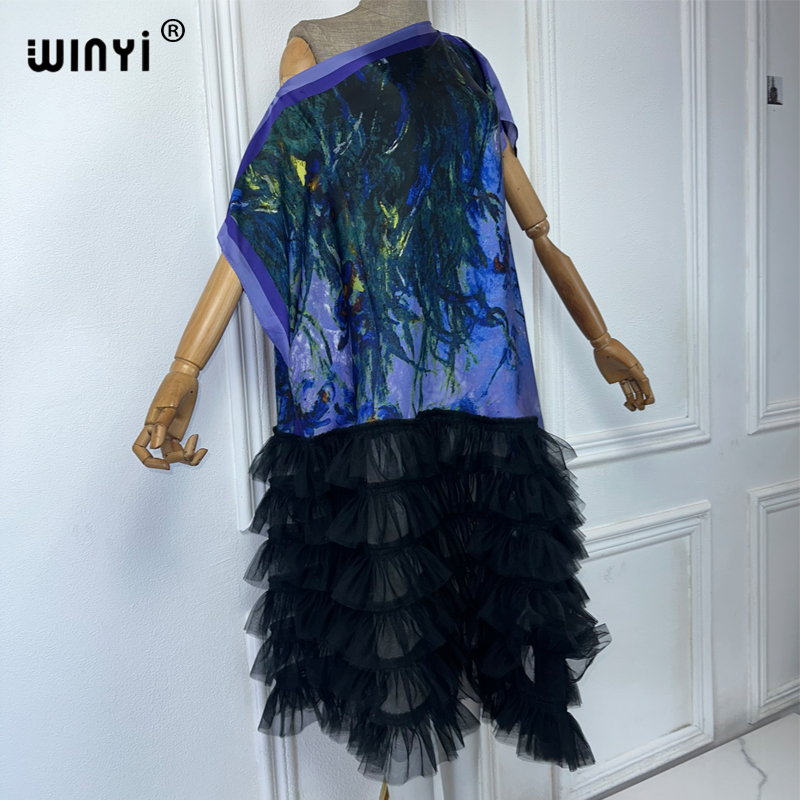 WINYI Africa Clothing Robe Maxi Kaftan Imprimé Bohème Grande Taille pour Femmes, Abaya de Luxe Dubaï 2024, Robe Africaine pour Femmes Musulmanes