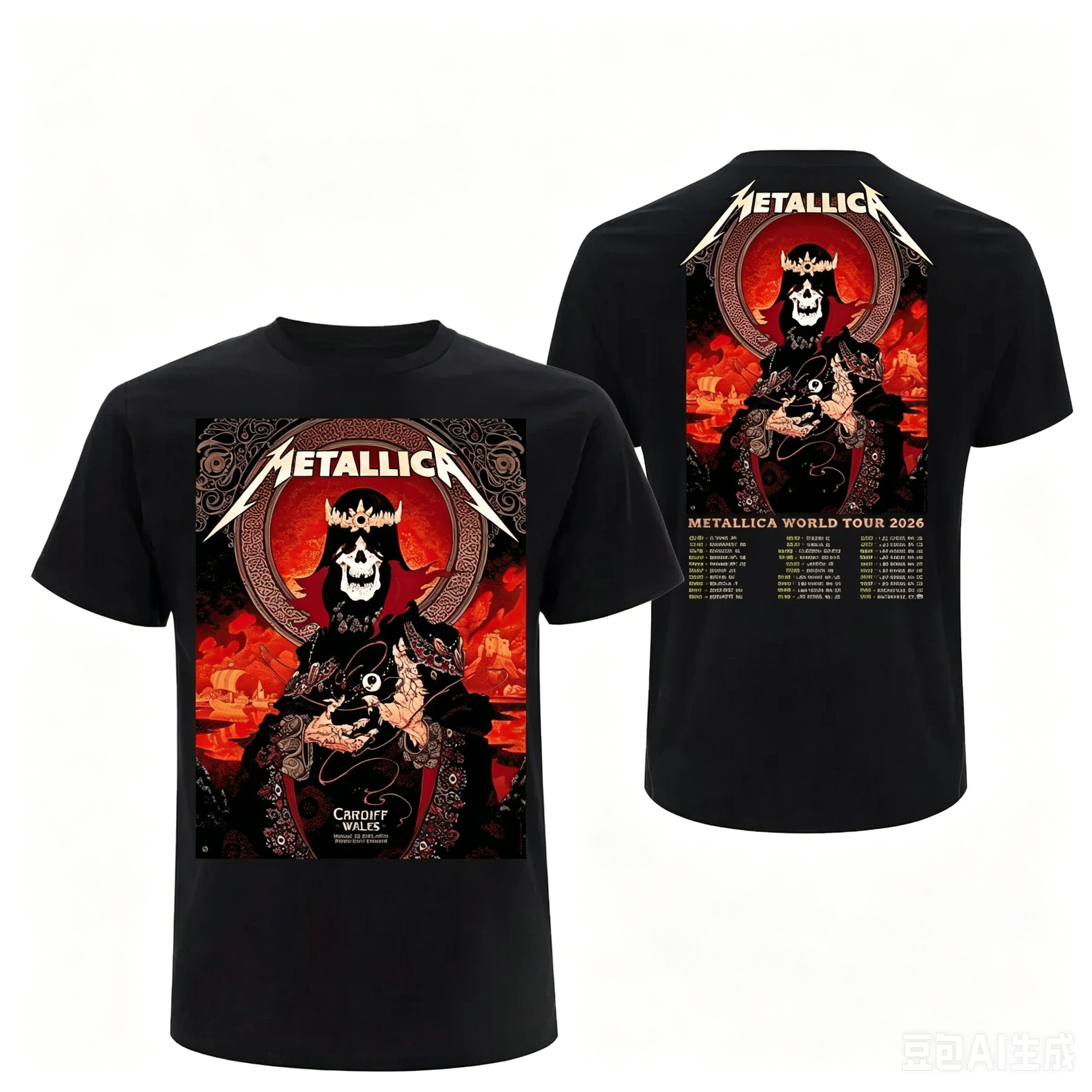 T-shirt Metallica M72 World Tour 2026 Cardiff pour hommes et femmes, vêtements d'été en coton, haut à manches courtes, Streetwear