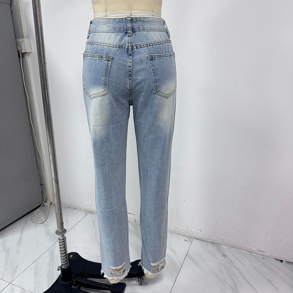 Nouveau jean Slim femme mode pantalon en Denim déchiré décontracté printemps automne bureau dame pantalon de travail taille haute jean droit