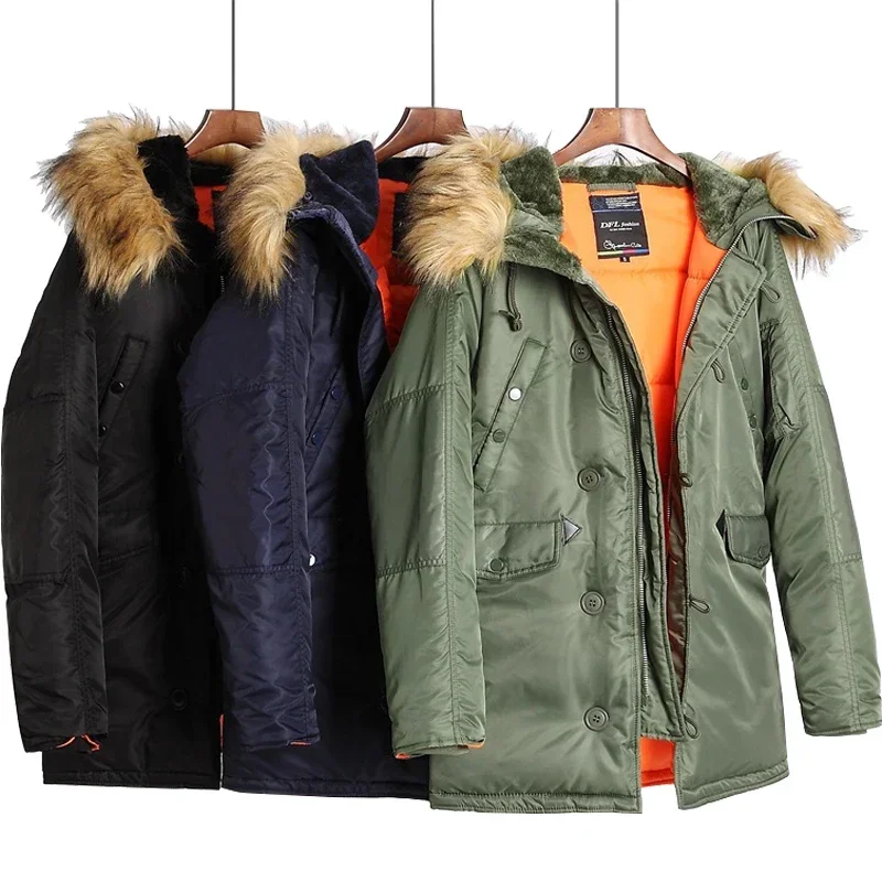 Hommes veste de survêtement manteau USA taille Parkas grande taille militaire grande taille fourrure capuche longue imperméable coupe-vent nouvel hiver épais Parka