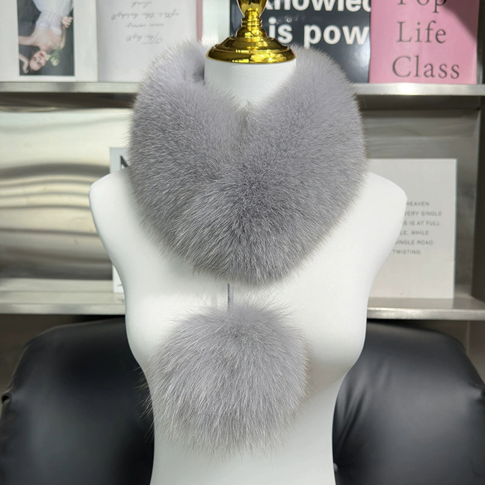 Nouvelle Écharpe en Véritable Fourrure de Renard 2026 pour Filles, Écharpes Chaudes et Épaisses en Fourrure pour l'Extérieur, Col en Fourrure de Renard de Luxe pour Femmes, Écharpe Douillette avec Pompon en Fourrure pour l'Hiver