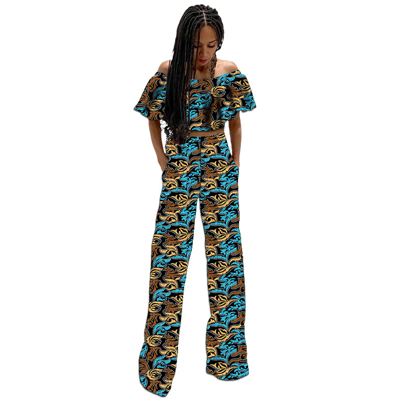 Couture africaine Design Original femmes Mini haut avec pantalon droit fête loisirs chauds ensemble femme Ankara tenues