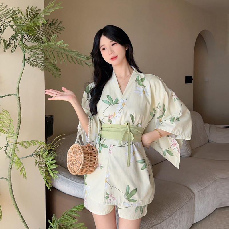 Robe kimono en coton pour femmes, coupe ajustée, col en V, peignoir moelleux, ensemble de pyjama mignon, vêtements de détente doux et confortables, vêtements de nuit décontractés FF6363