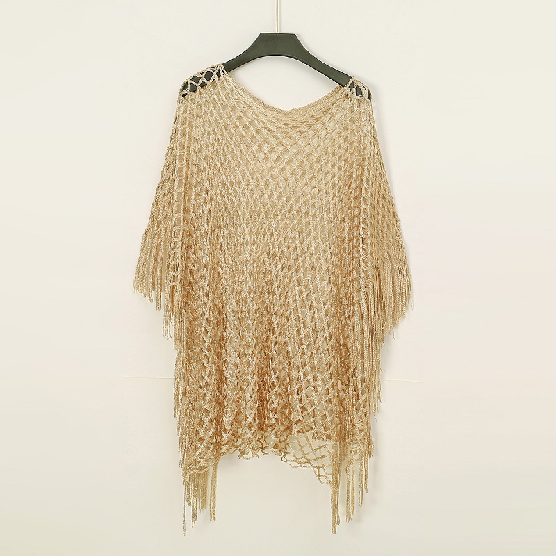 Hotsale brillant soie châle écharpe évider gland Pashmina écharpe femmes natation couvrir plage étoles plaine Tippet Cape