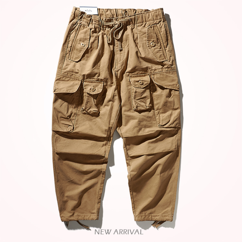 Optique-Pantalon ample kaki pour homme, pantalon droit avec cordon de serrage, pantalon décontracté multi-poches Joker, pantalon d'outillage