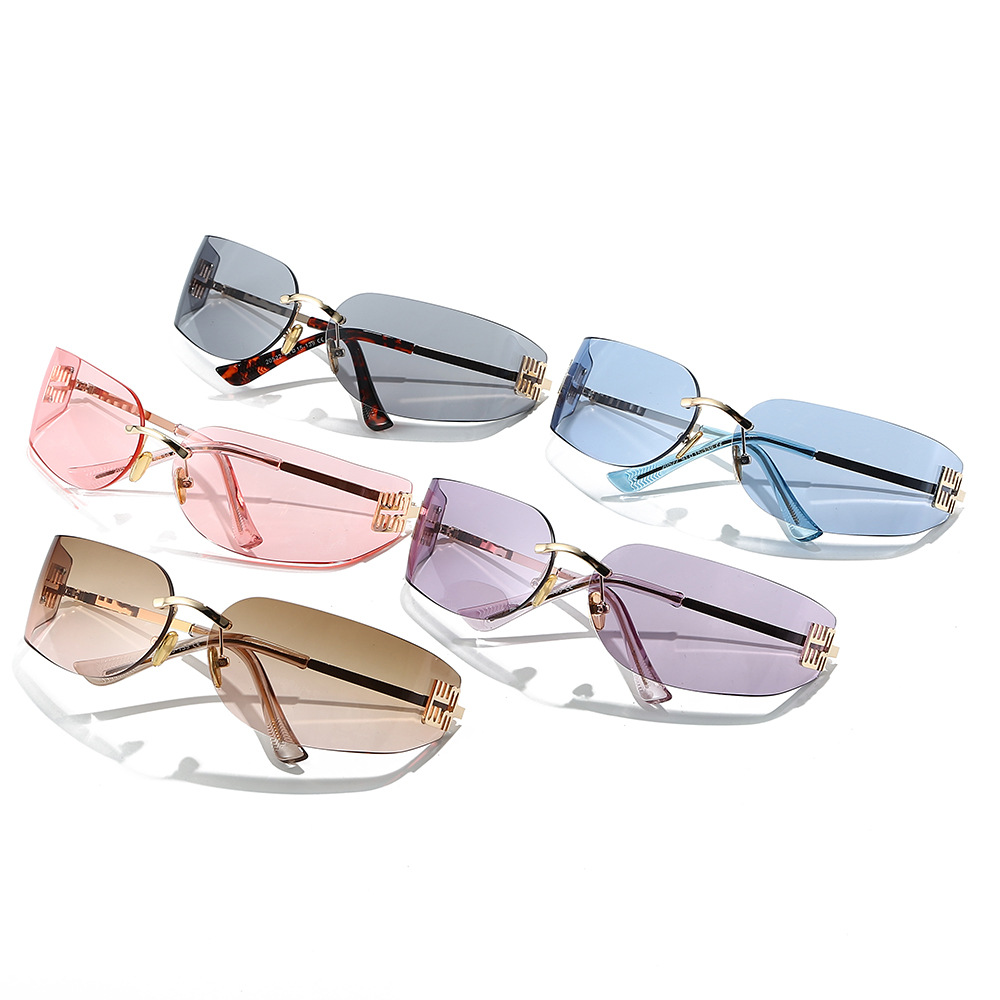 Nouvelles Lunettes de Soleil Haut de Gamme 2026 pour Femme – Sans Monture, Courbées, Protection Oculaire et Anti-UV pour Voyage et Randonnée (Gafas)