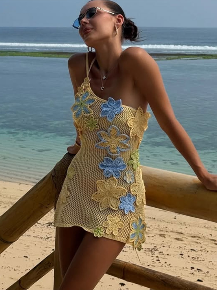 Tricoté plage haut Corset jupe ensembles femmes 3D dos nu licou sans manches soutien-gorge fendu jupes costumes femme 2 pièces tenues de printemps