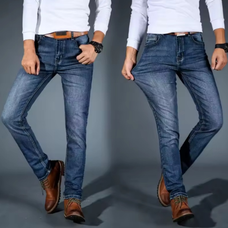 Nouveau Jean Homme 2025 – Coupe Droite Décontractée Extensible – Tendance Classique Bleu Noir – Pantalon de Travail en Denim – Vêtements Masculins