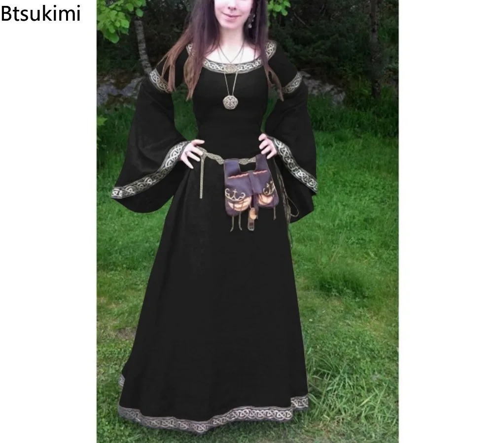 Costumes de Cosplay classiques médiévaux pour femmes, robes de fête de carnaval d'halloween, à manches longues, robes de la Renaissance du moyen âge