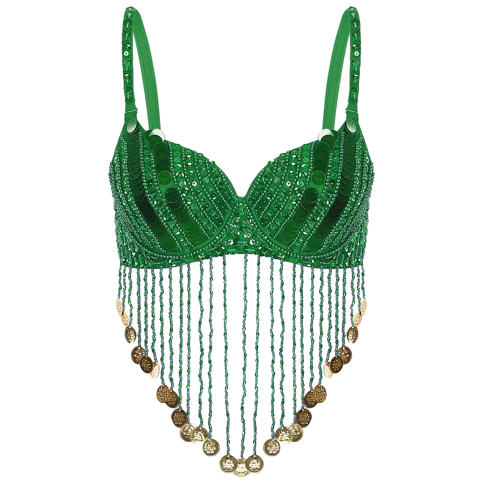 Femmes glands danse du ventre Costume brillant perlé à armatures soutien-gorge paillettes Festival de musique hauts de fête Rave fête Halloween Costumes