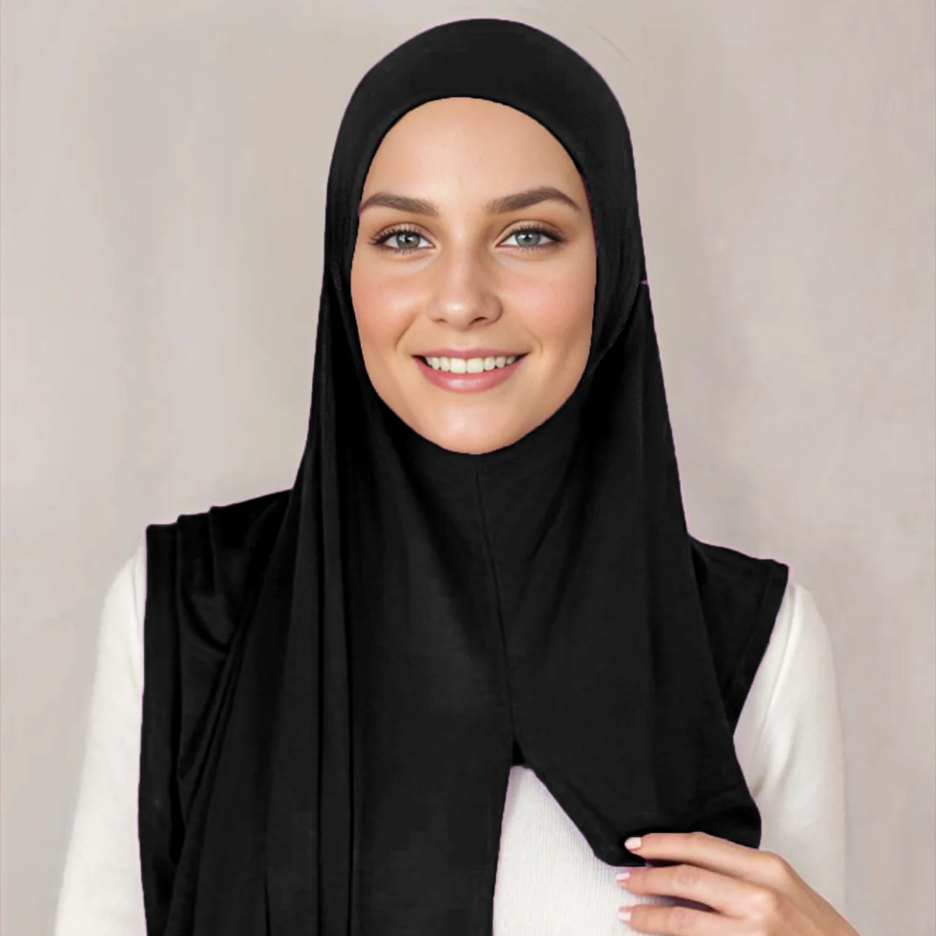 Prêt à porter Premium coton instantané Jersey Hijab bon point extensible Jersey écharpe plaine châles musulmans Turban chapeaux