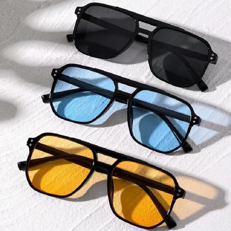 Lunettes de soleil vintage pour hommes et femmes, grandes lunettes carrées de marque, unisexes, verres noirs, lunettes de soleil pour hommes et femmes, UV400