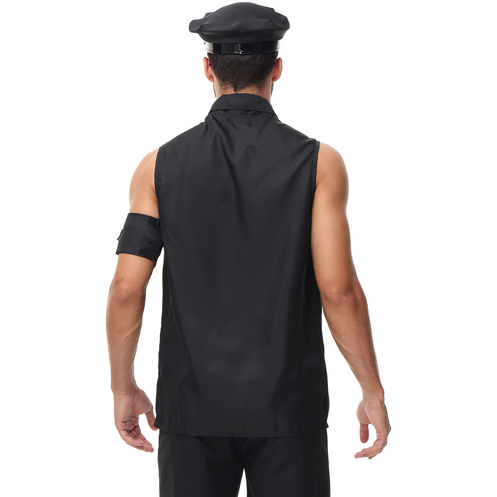 Costumes d'Halloween pour hommes, uniforme de Police, haut pourim, fête de carnaval, Cosplay, vêtements fantaisie pour officier de police