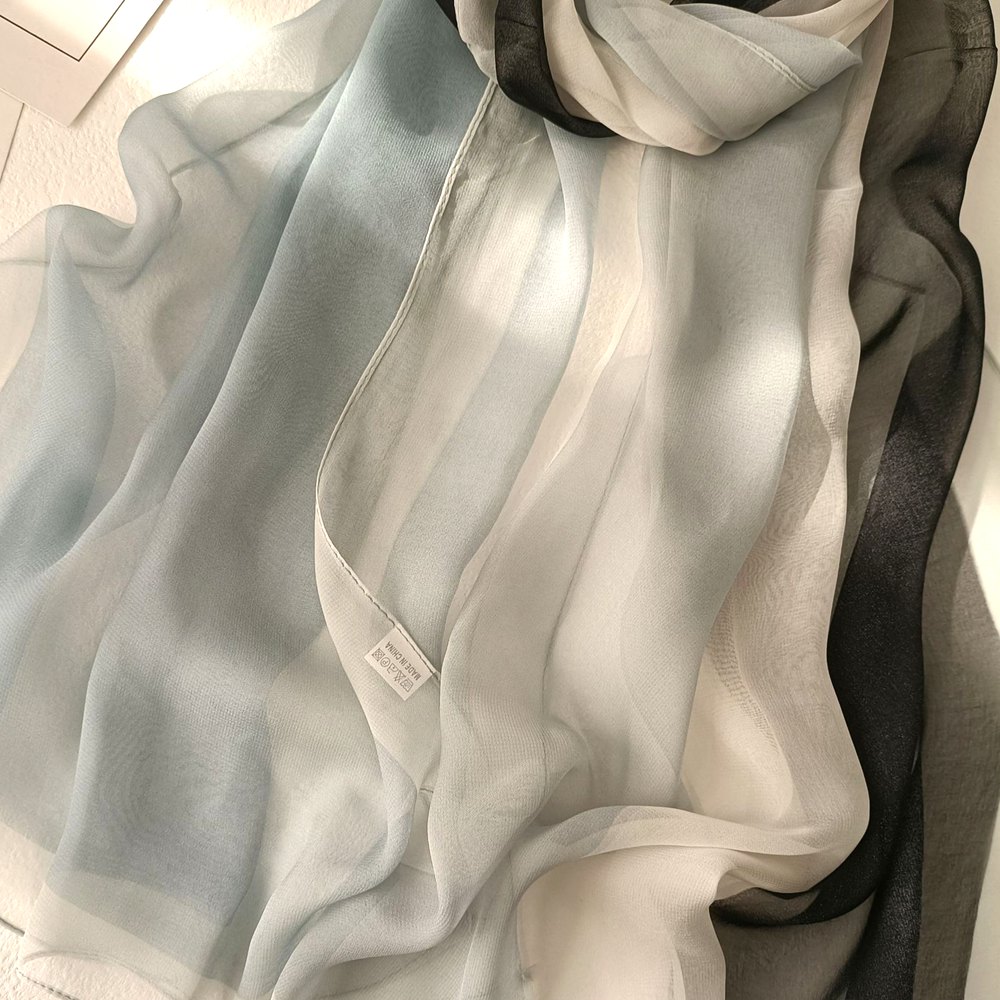 Foulards longs en mousseline de soie pour femmes, écharpes de plage, crème solaire, Georgette soyeuse, écharpe d'impression dégradée, châles Hijab fins et doux, 160x50cm