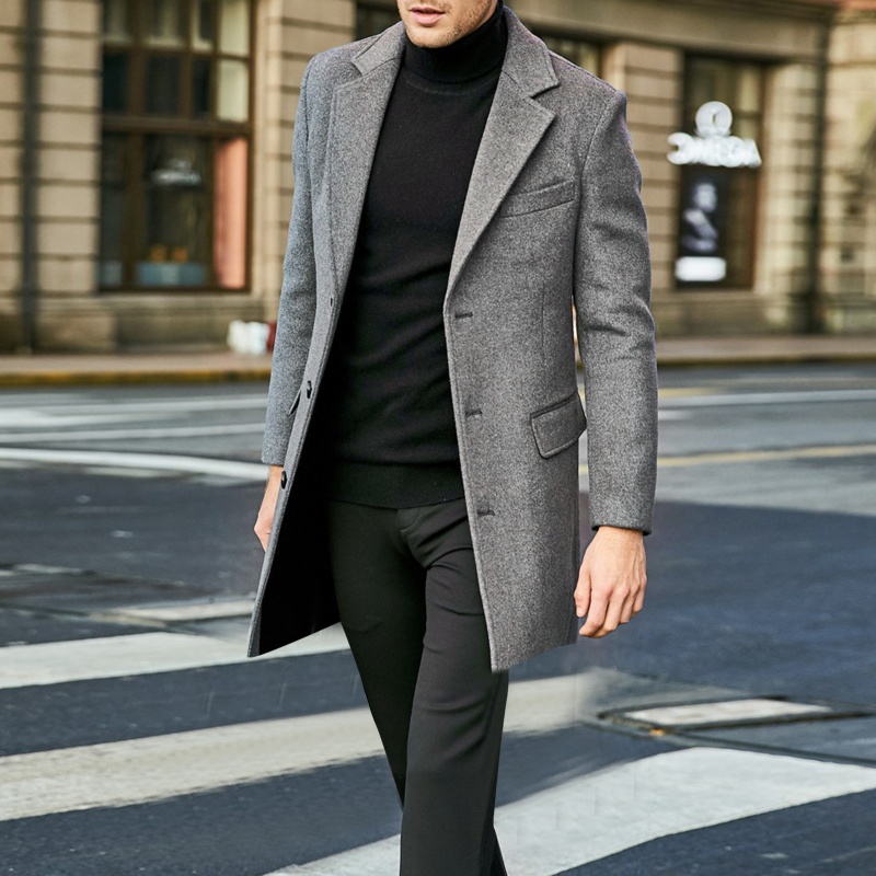 Manteau en laine décontracté pour hommes, Style britannique, manches longues, doublure, automne et hiver
