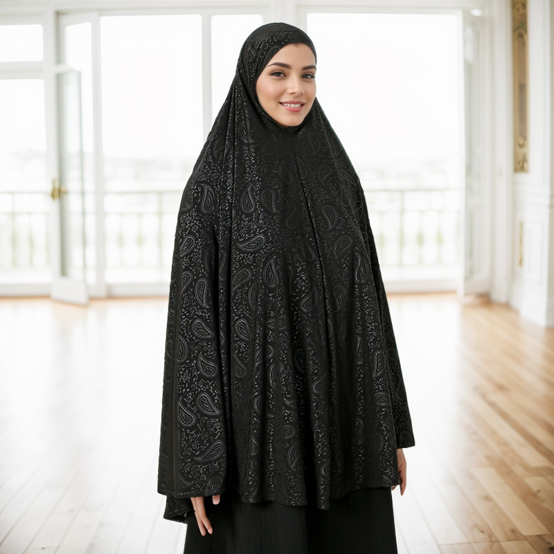 Femmes Paisley Hijab Long châle couleur unie Abaya couverture complète musulman noir Turban bandeau cajou imprimé Foulard robe