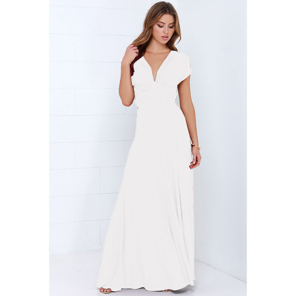 Robe longue d'été Sexy pour demoiselle d'honneur, portefeuille multi-voies, Convertible, Maxi, rouge, sans bretelles, ajourée, tenue de soirée à bandes, 2025
