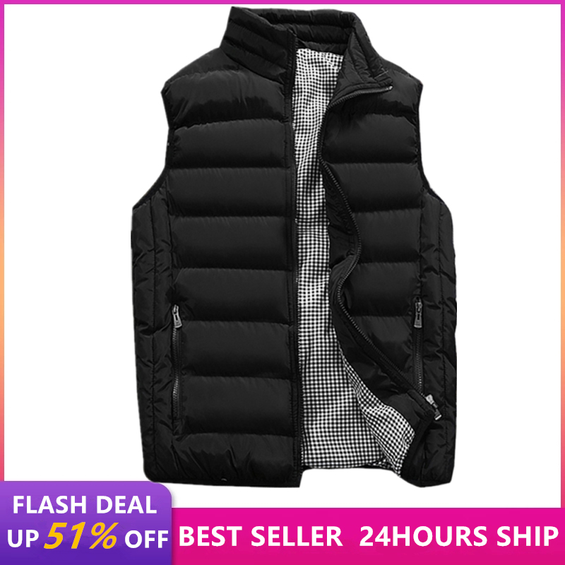 Hommes veste sans manches gilet hiver mode décontracté mince manteau marque vêtements gilets coton rembourré hommes gilet hommes gilet grande taille