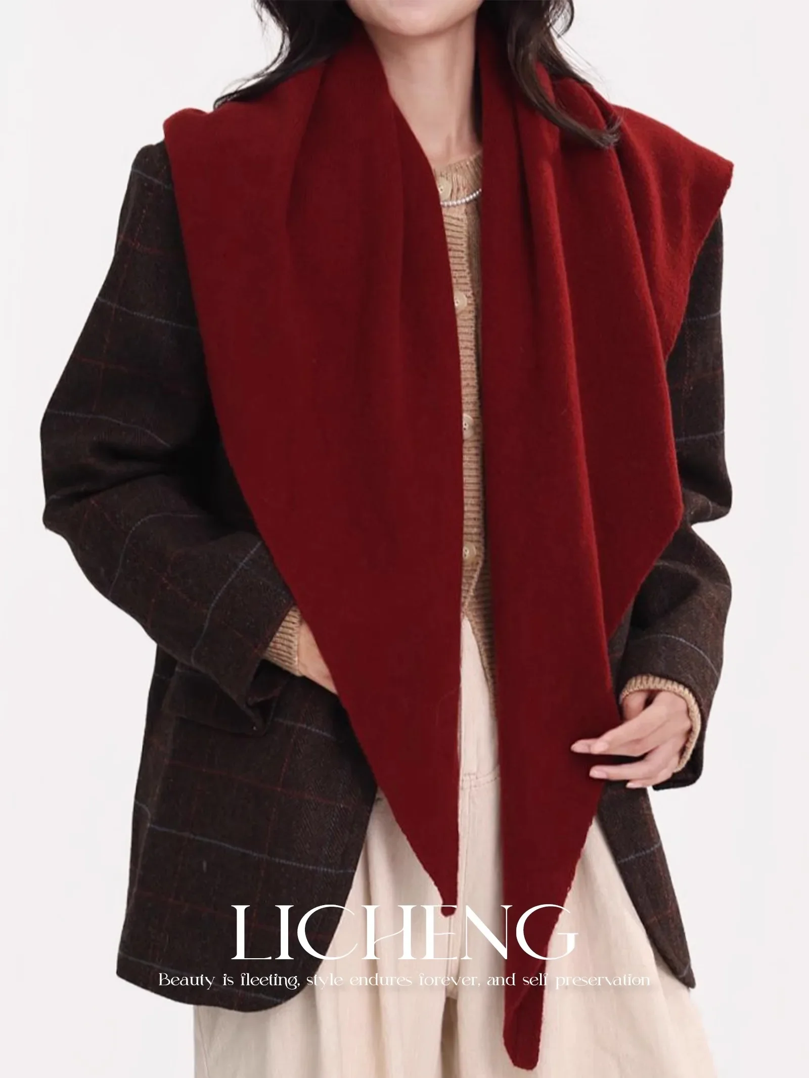 Écharpe triangulaire britannique pour femme, 100% laine, écharpe de luxe, polyvalente, super confortable, douce, coréenne, hiver