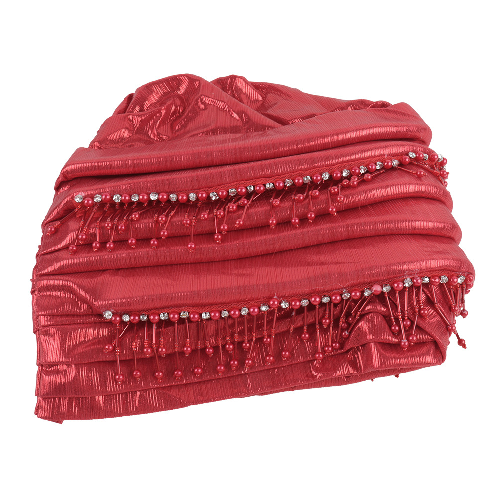 Casquette Turban à la mode pour femmes, bandeau de dame africaine avec pompons de perles, chapeau de fête de mariage du Nigeria