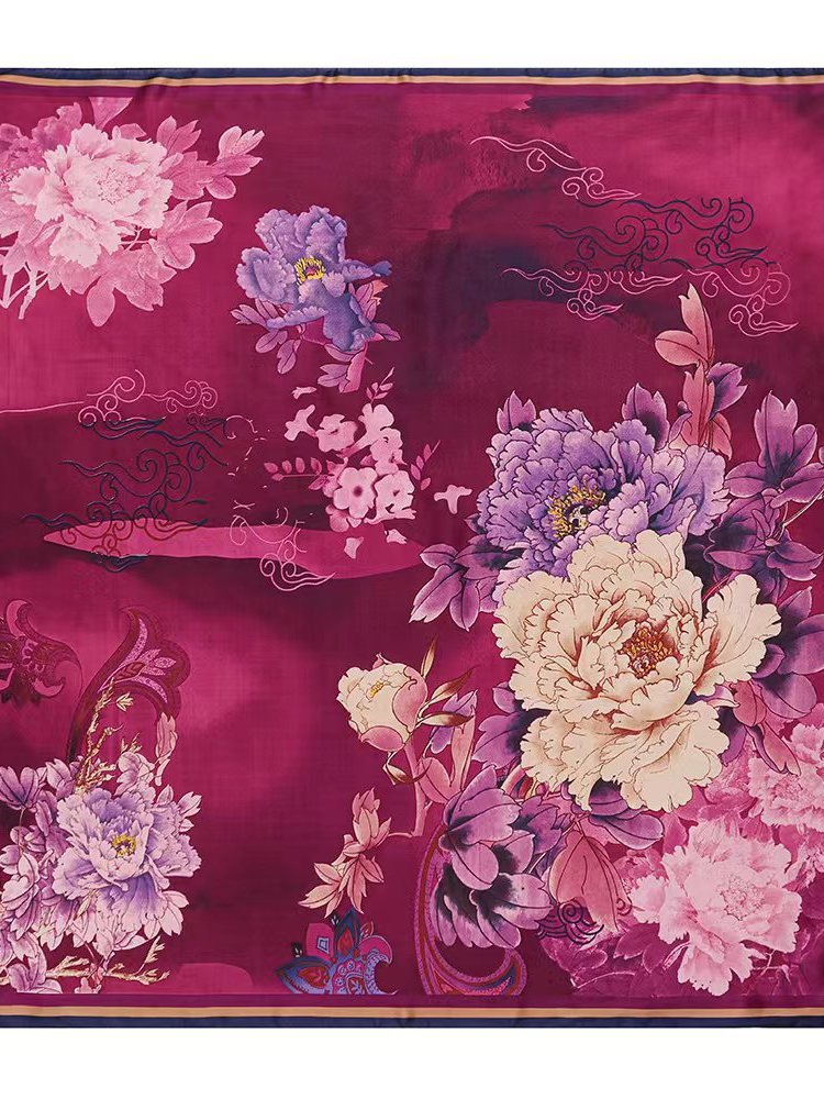 Grand foulard carré 110*110cm beau brocart printemps et automne Version coréenne polyvalent Satin carré écharpe femme foulard en soie