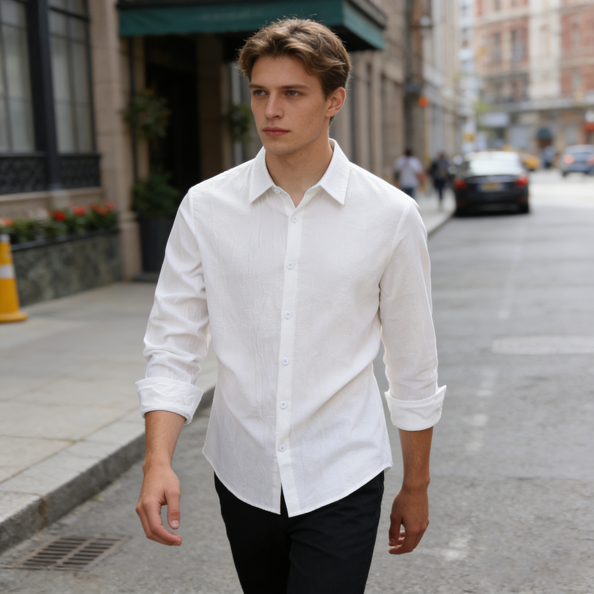 Chemise en coton et lin pour homme, vêtements décontractés pour homme, hauts de qualité supérieure, chemises noires et blanches, chemise à manches longues pour homme, style business