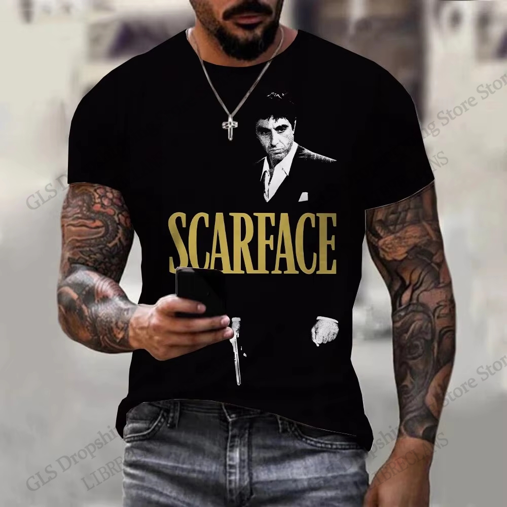 Film Scarface impression 3d T-shirt hommes femmes mode grande taille Hip Hop hauts t-shirts Tony T-shirt à manches courtes décontracté hommes vêtements nouveau