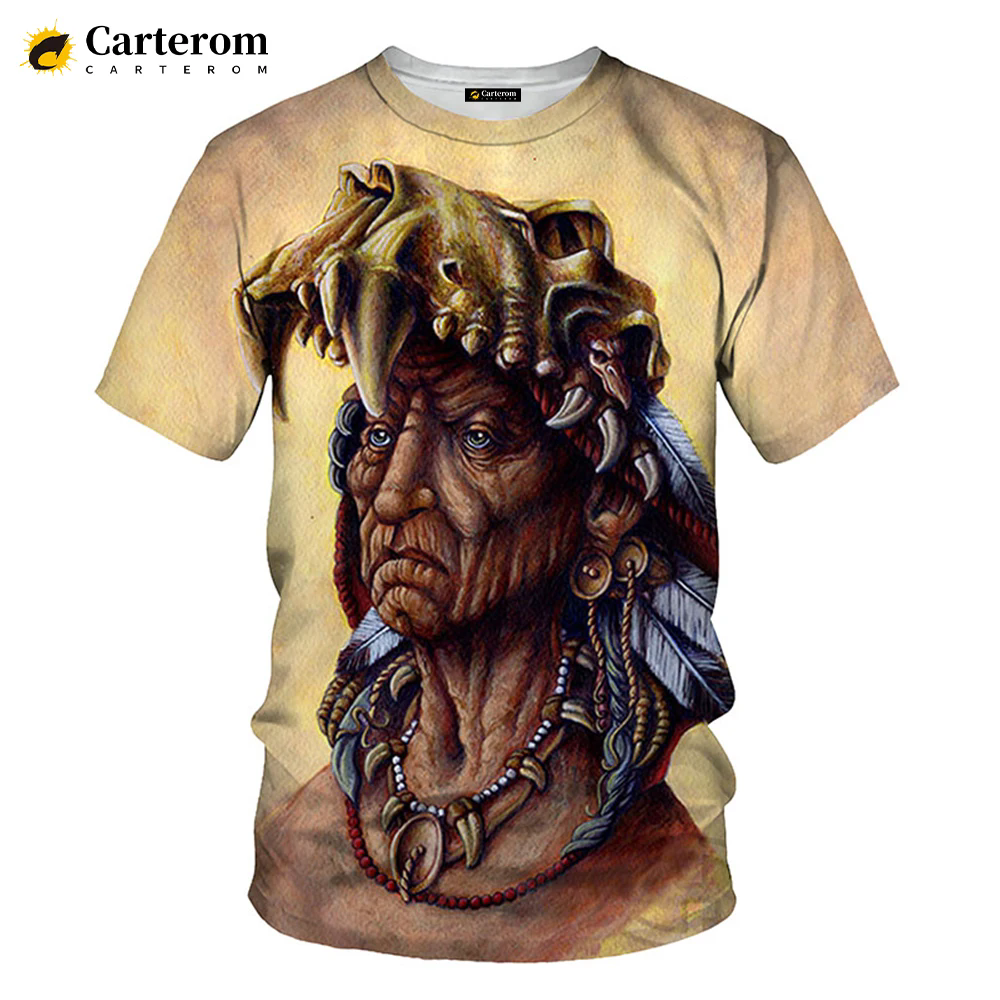 Nouveaux Indiens 3D T-shirt D'été En Plein Air Mode Décontracté O-cou Manches Courtes Culture Indienne Imprimé Hommes T-shirt Décontracté Couples Hauts