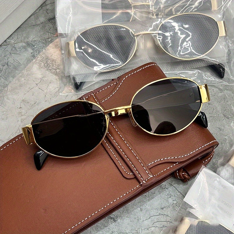 Lunettes de soleil ovales tendance pour femmes, nouvelle marque de luxe, monture en métal, lunettes de soleil classiques vintage rondes unisexes