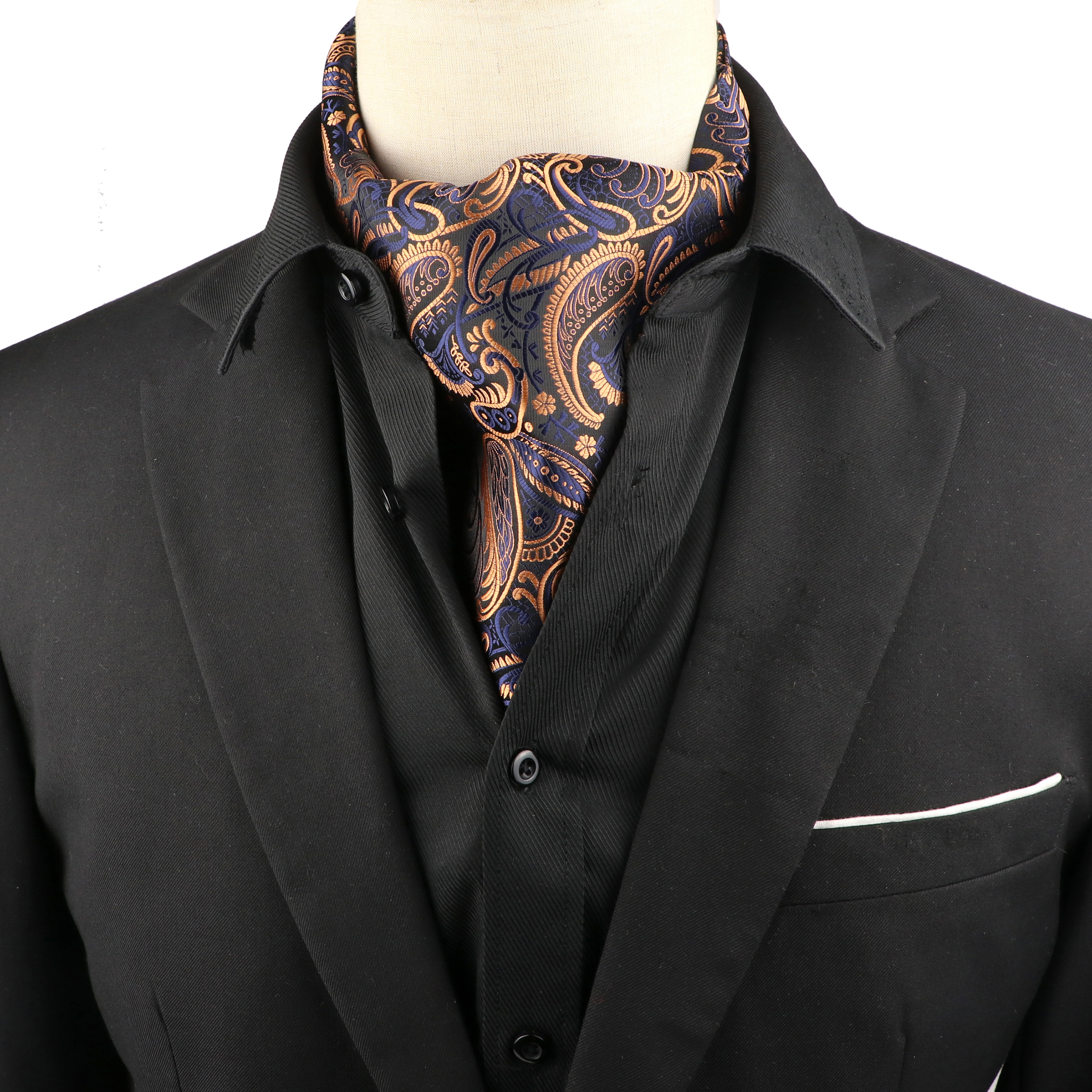 InjAscot Craings.com-Écharpe de Luxe pour Homme, Solide, Document, Motif Géométrique, Floral, Jacquard, Tissé, Polyester, Smoking Imbibé, Chemise Cadeau