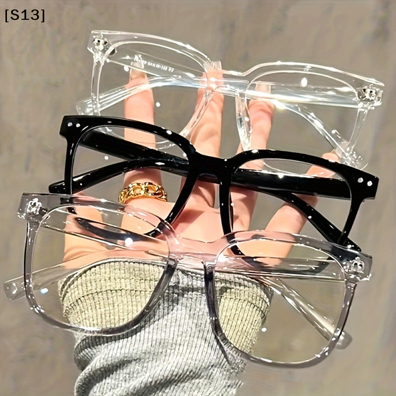 Lunettes de mode universelles à monture carrée, style campus tendance, monture noire transparente[Q]Q@