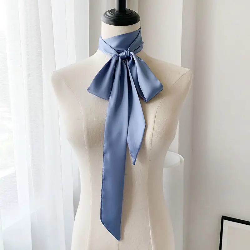 Écharpe en satin de soie 5x200cm, foulard étroit uni, longue écharpe fine en soie, bandeau pour la tête et le cou, ruban pour sac, bandeaux pour cheveux