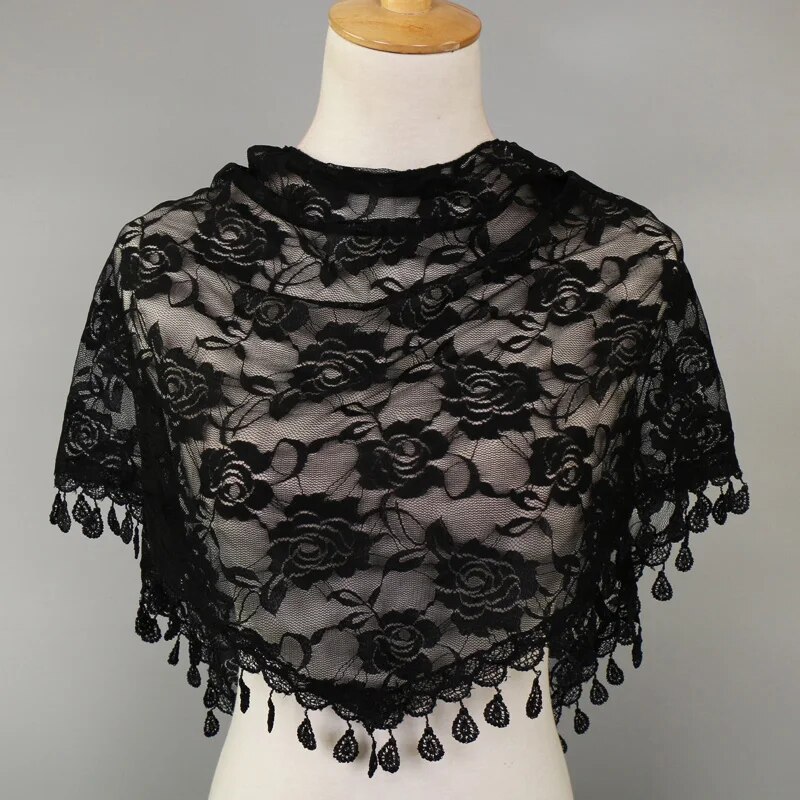 Écharpe triangulaire en dentelle à la mode pour femme, serviette à pampilles, voile pur pour document, fleur, hijab de prière, 160x80cm