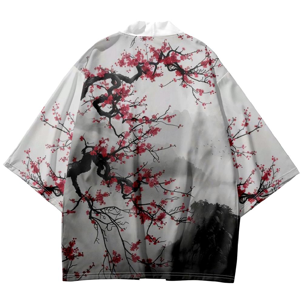 Kimono japonais pour homme, chemise à imprimé floral vintage, vêtements Harajuku, cardigan pour homme, kimono traditionnel Haori pour femme