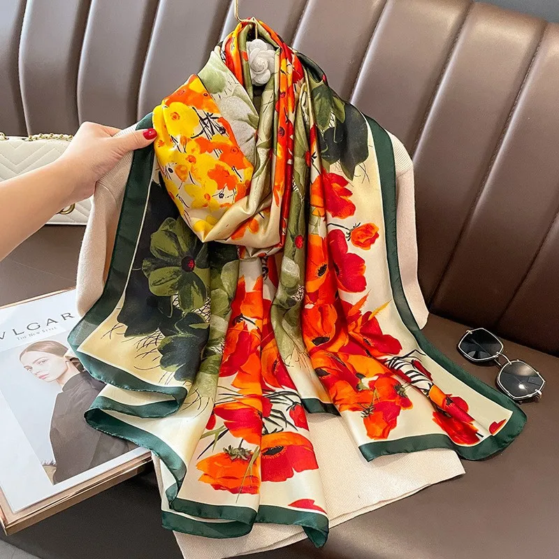 Nouvelle femme élégante écharpe en mousseline de soie châle femme écharpe rouge foulards pour dames XWJ16
