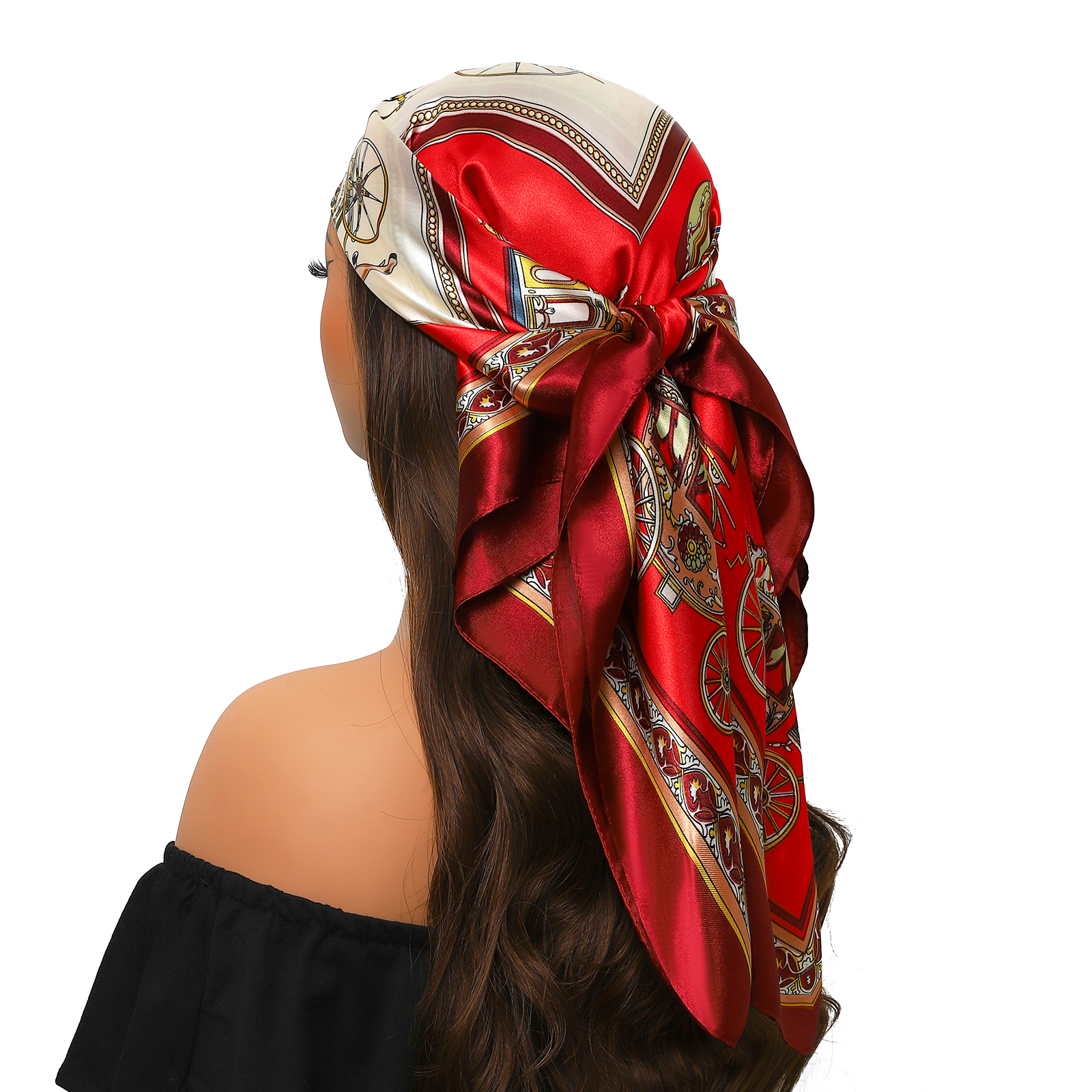Foulards en soie de marque de luxe pour femmes, 90x90cm, Foulard de tête/Cheveux de styliste, Hijab Bandana pour femmes, 90x90cm