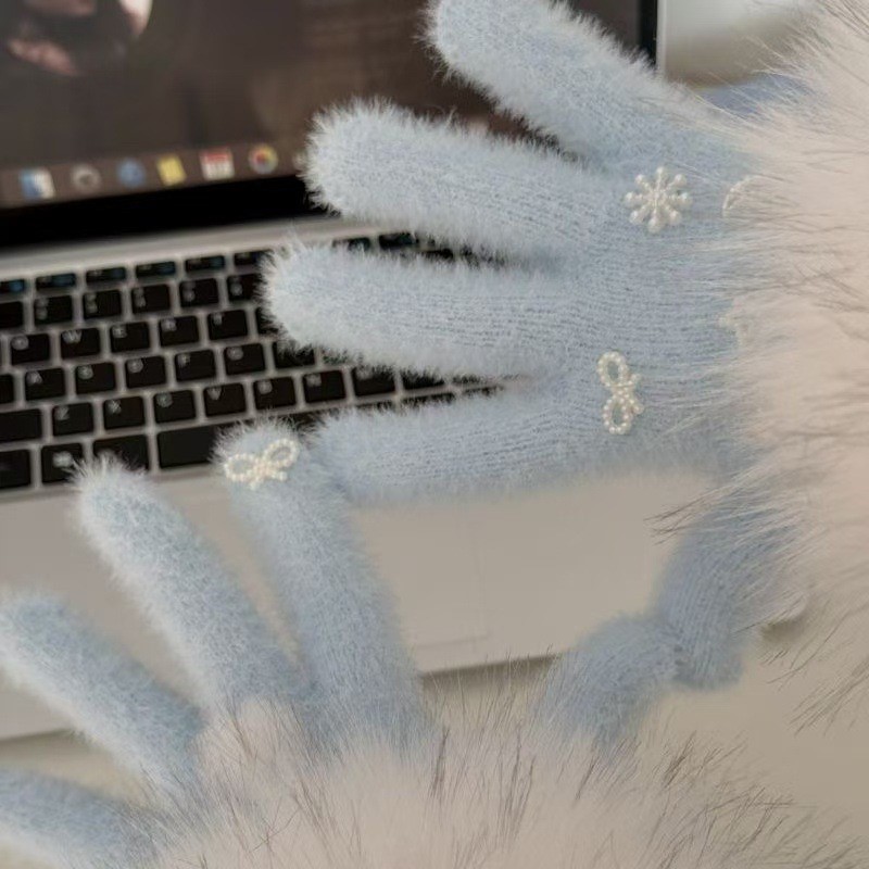Gants en cachemire épais pour femmes, mode, couleur unie, Simple, imitation vison lapin, tricotés, laine, drôle, vente en gros, automne hiver