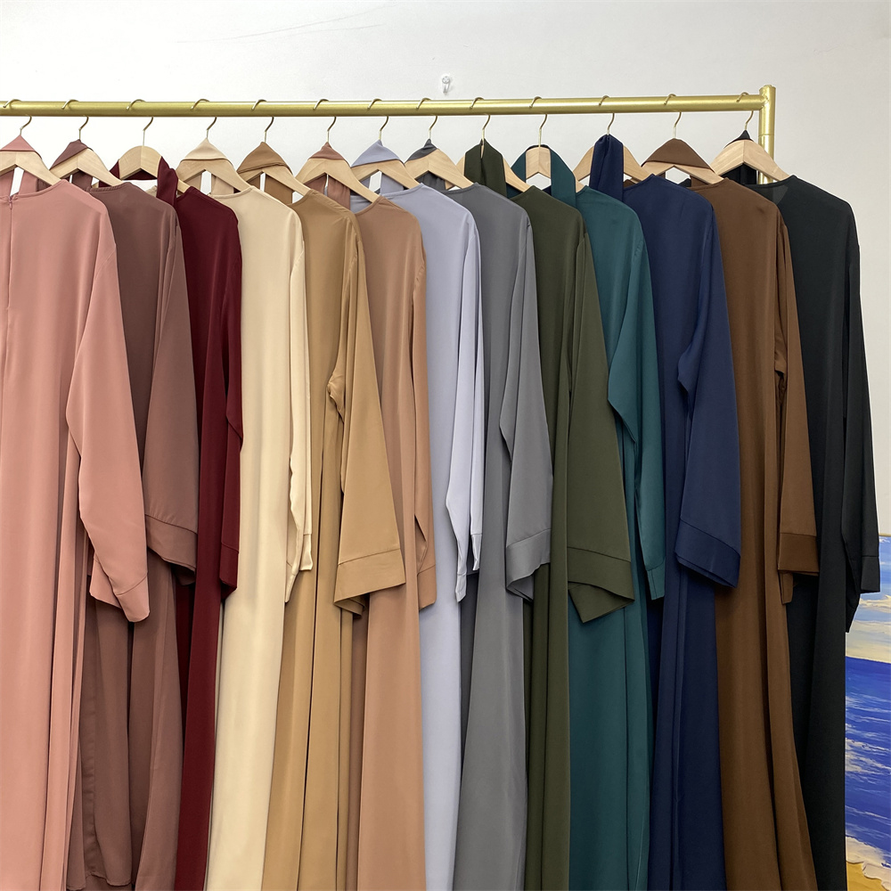 Nouvelle robe Abaya musulmane pour femmes, vendue à Dubaï au Moyen-Orient, robe islamique en tissu filet de couleur unie, robe longue en dentelle