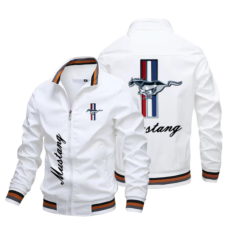 Veste pour homme printemps-automne, veste de moto Mustang, veste de moto imprimée, coupe-vent décontracté pour homme, vêtement de sport tendance