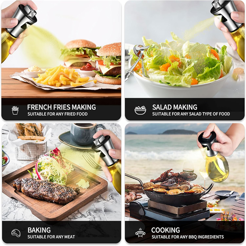 Pulvérisateur d'huile d'olive pour la cuisine, pulvérisateur d'huile d'olive en verre de 200 ml, pulvérisateur d'huile végétale avec entonnoir, pulvérisateur d'huile, pour la cuisson, la friture, etc.