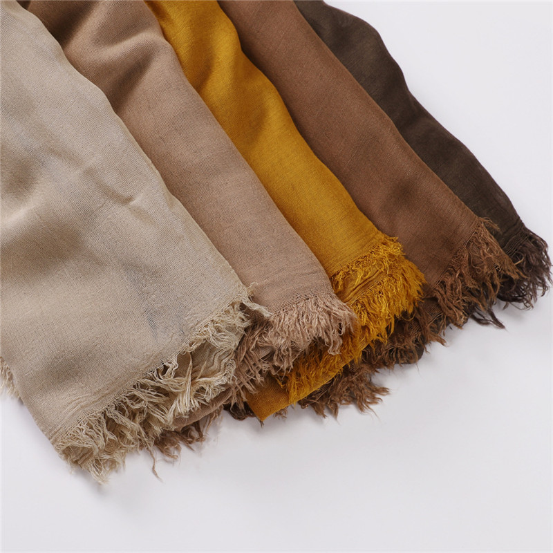 Écharpe Hijab en Viscose 100% Coton, Grande Taille, Frange Unie, Enveloppes et Châles de Haute Qualité, Pashmina, Bande de Sauna Musulman, Turban Islamique