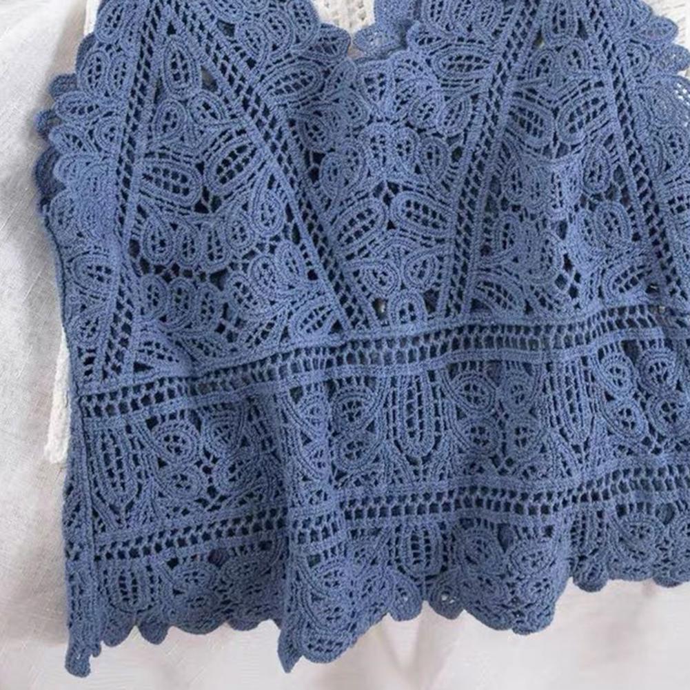 Débardeurs à col en V pour femmes, hauts d'été sans manches en crochet, hauts en dentelle ajourée tricotée, streetwear, ropa de mujer