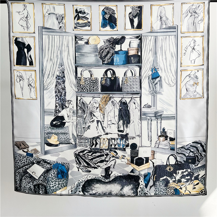 Foulard Carré Mûrier Pur pour Femme, Écharpes à Bords Roulés, Mouchoir de Tête, Châles, Hijabs Foulards, Bandana 90x90cm, 100%