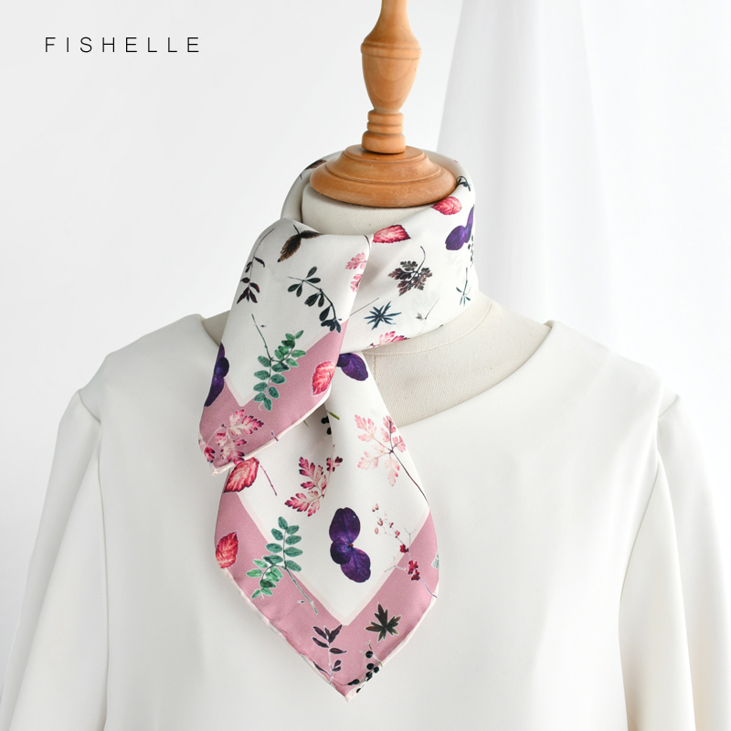 Rose rural petite fleur cassée 100% soie petite écharpe carrée sergé femme soie naturelle 50x50 carré hijab châle dames cadeaux