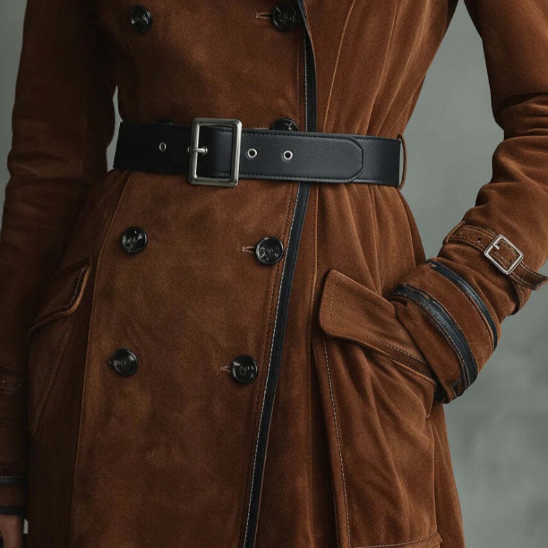 Tops et manteaux d'automne et d'hiver pour femmes, longs manteaux trench, col en daim, style occidental, nouveautés, minimalistes, confortables, décontractés