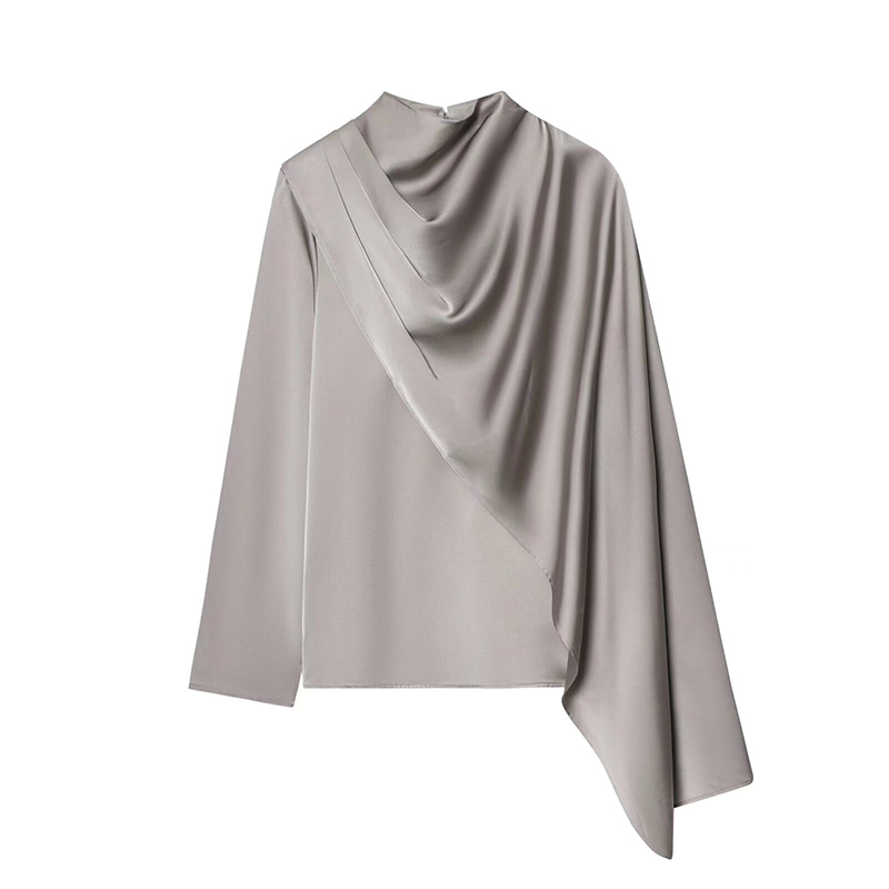 YENKYE nouveau 2026 femmes châle conception Satin Blouse à manches longues printemps haute rue hauts élégants