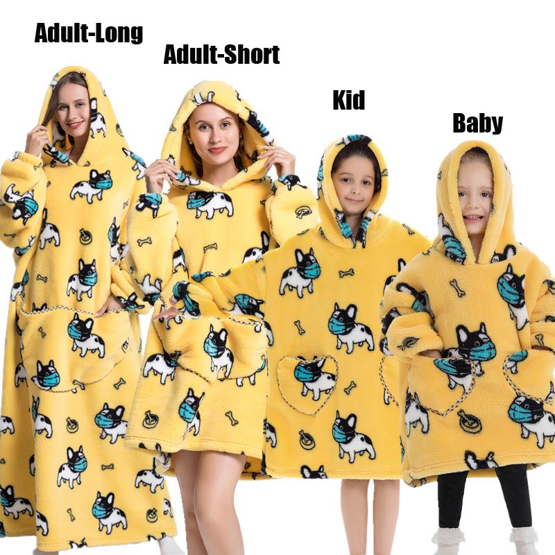 Hiver femmes vêtements adultes enfants en peluche polaire sweats à capuche Homewear pyjamas Super chaud sweats à capuche hauts pullover surdimensionné