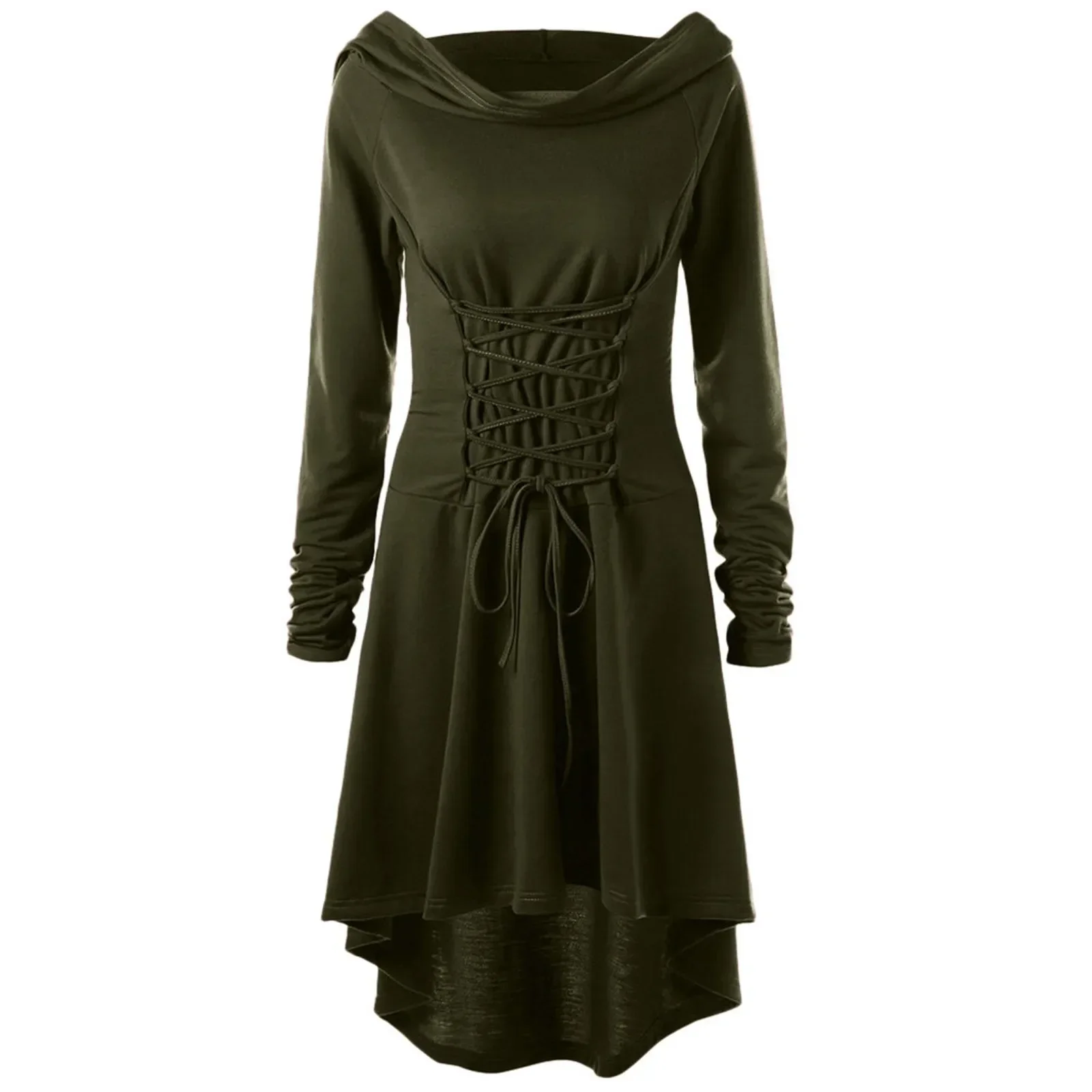 Costumes d'archer de la Renaissance, Cosplay médiéval, Robe à capuche, pull à lacets, longue Cape, fête d'halloween